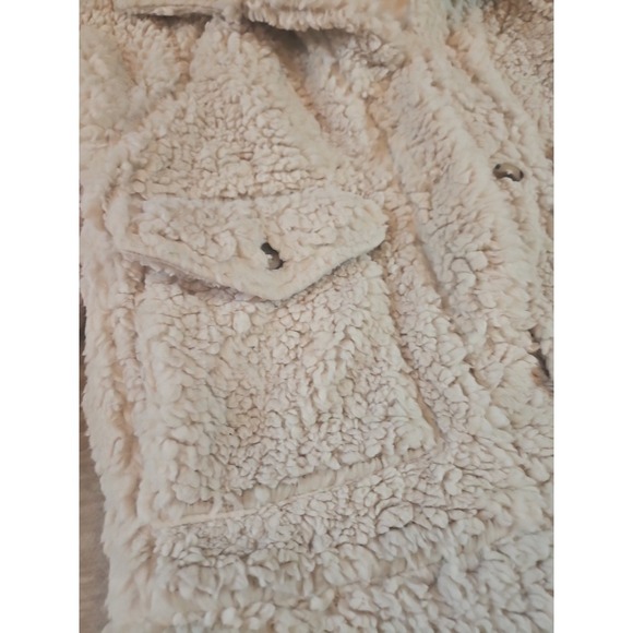 SALT WATER LUX WOMEN'S SHERPA BUTTON UP JACKET IVORY Medium NEW - Picture 5 of 10